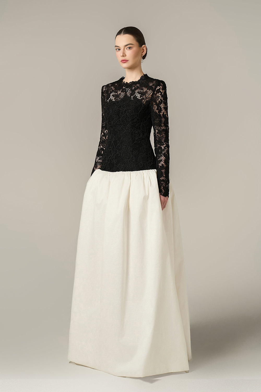 Long Sleeves Ball Gown With Bubble Hem
