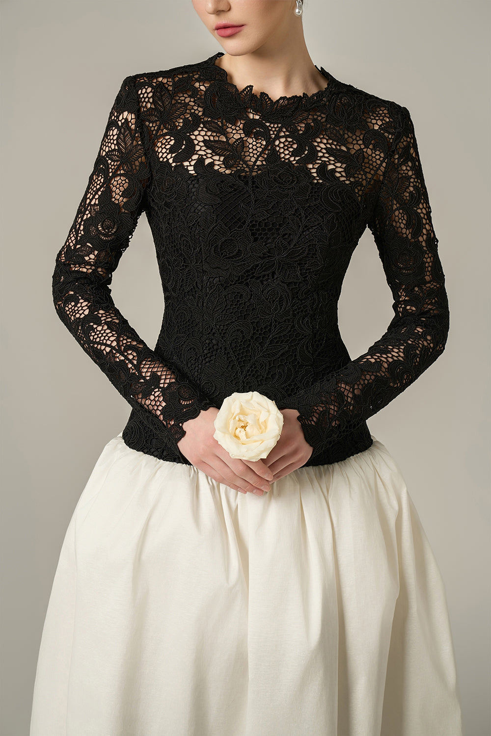 Long Sleeves Ball Gown With Bubble Hem