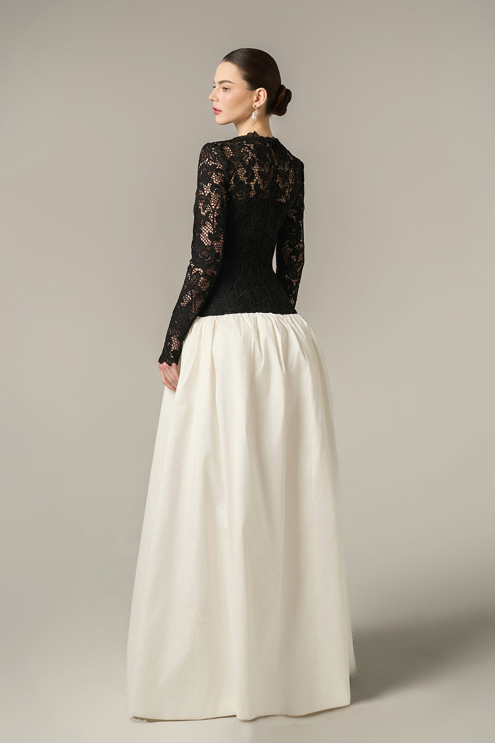 Long Sleeves Ball Gown With Bubble Hem