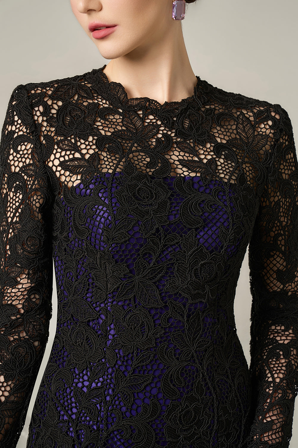 Long Sleeves Mermaid Gown With Pleated Hem
