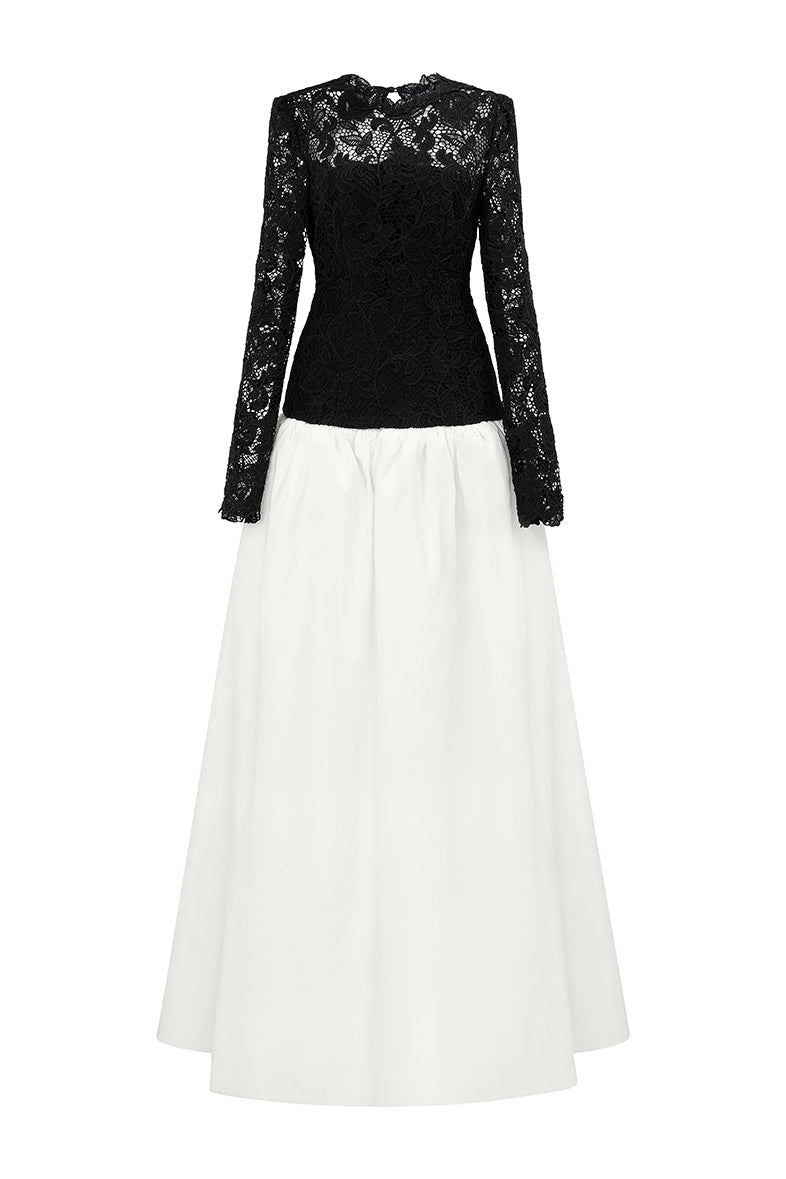 LONG SLEEVES BALL GOWN WITH BUBBLE HEM