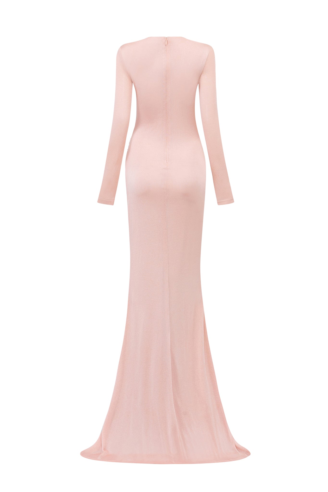 Mermaid Evening Gown With Asymmetric V-Neckline, Long Sleeves And Draped Side Waist