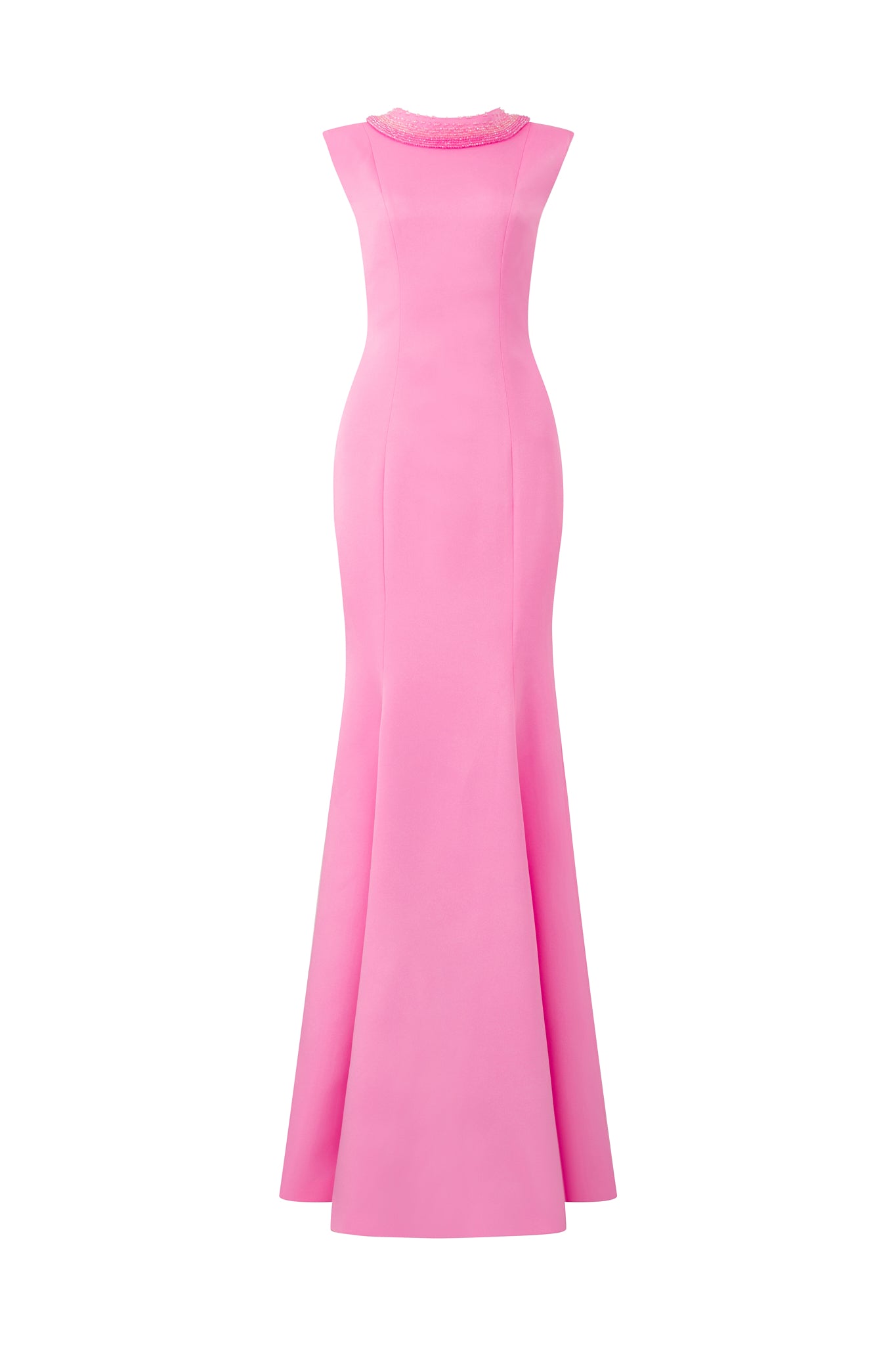 Mermaid Evening Gown With Bertha Collar And Sleeveless