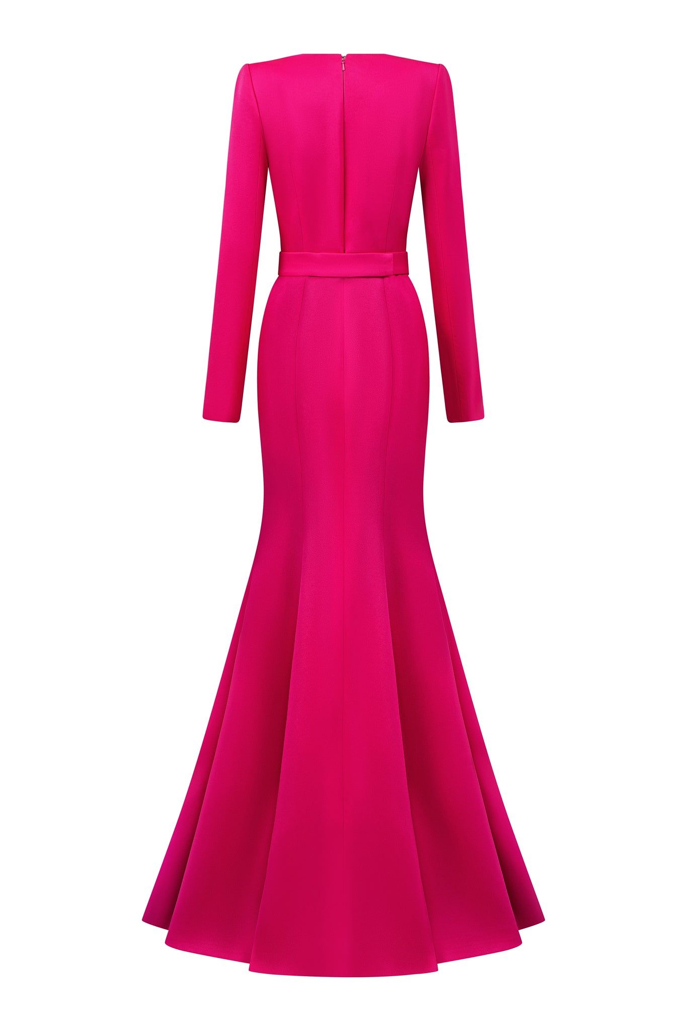 Mermaid Evening Gown With Trapeze Neckline And Long Sleeves