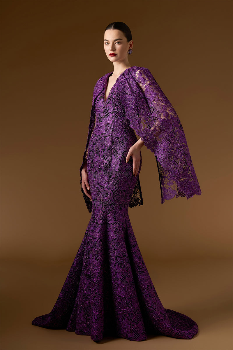 Mermaid Gown With Cape Sleeves