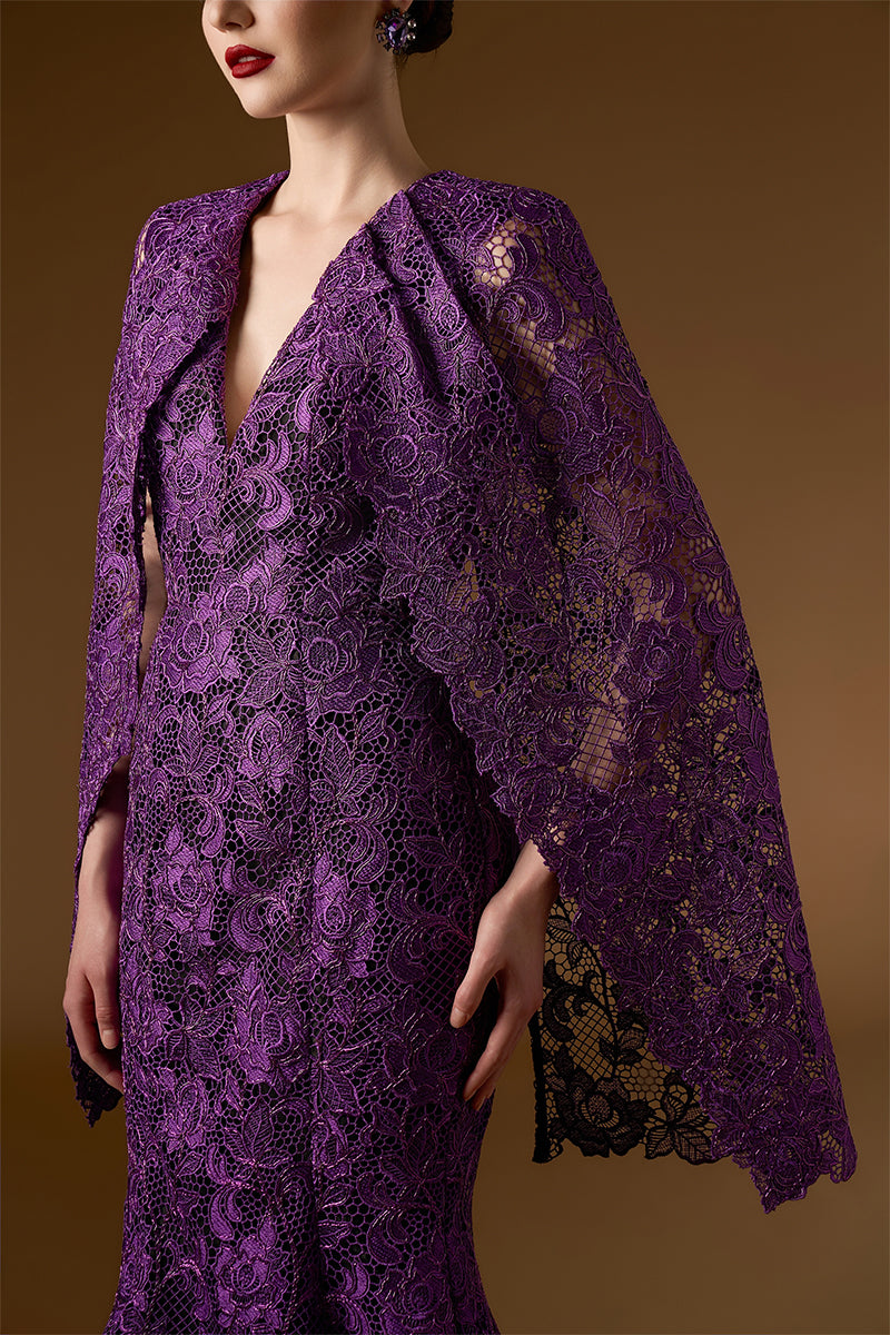 Mermaid Gown With Cape Sleeves