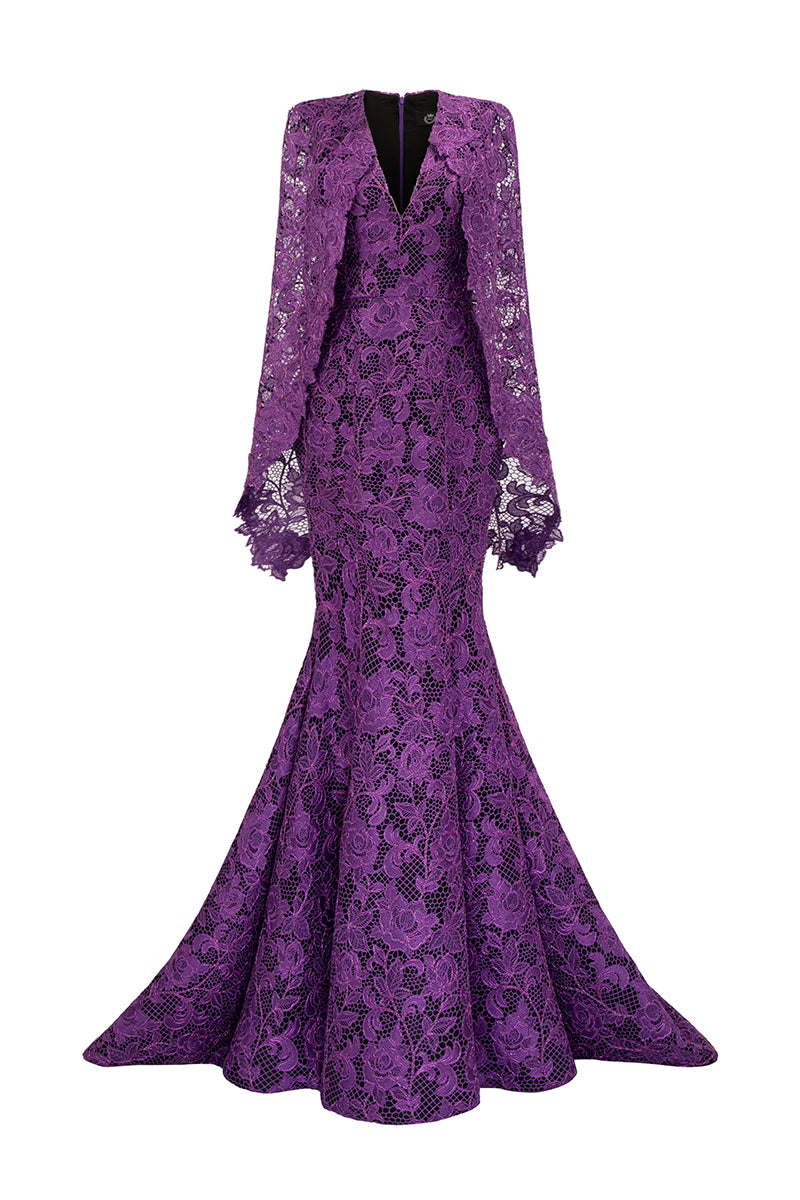 Mermaid Gown With Cape Sleeves
