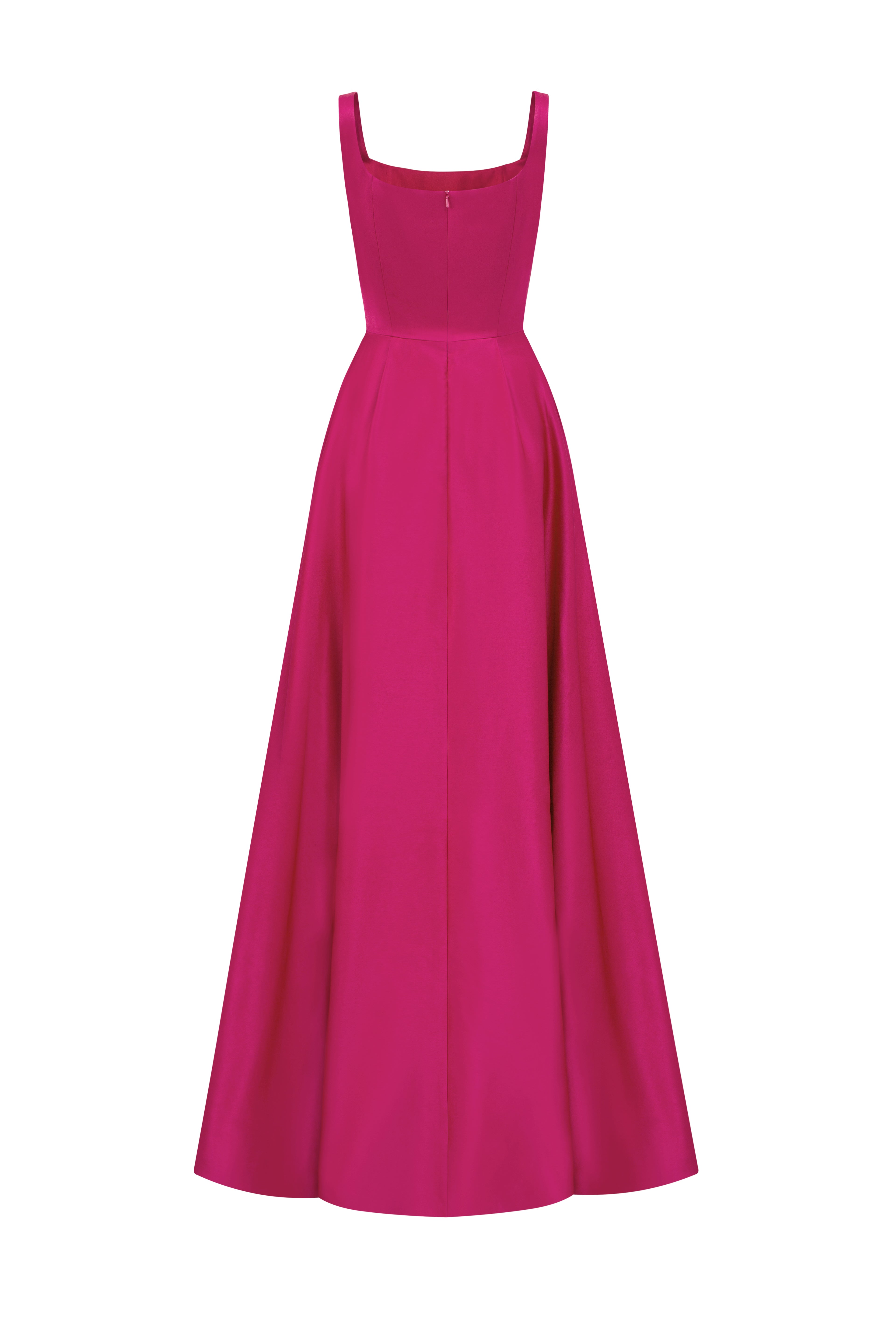 Pink Taffeta A-Line Dress With A Square Neckline