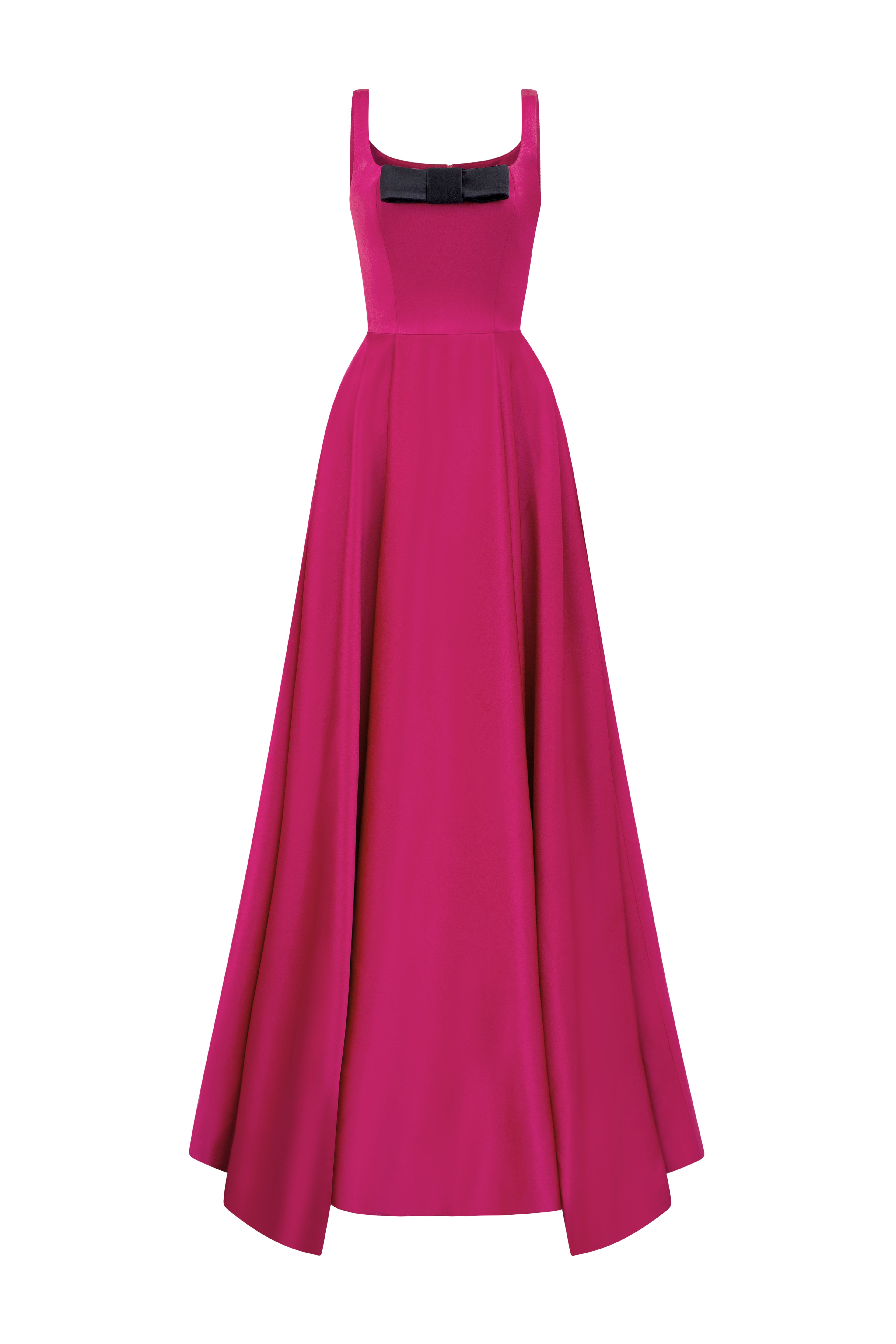 Pink Taffeta A-Line Dress With A Square Neckline