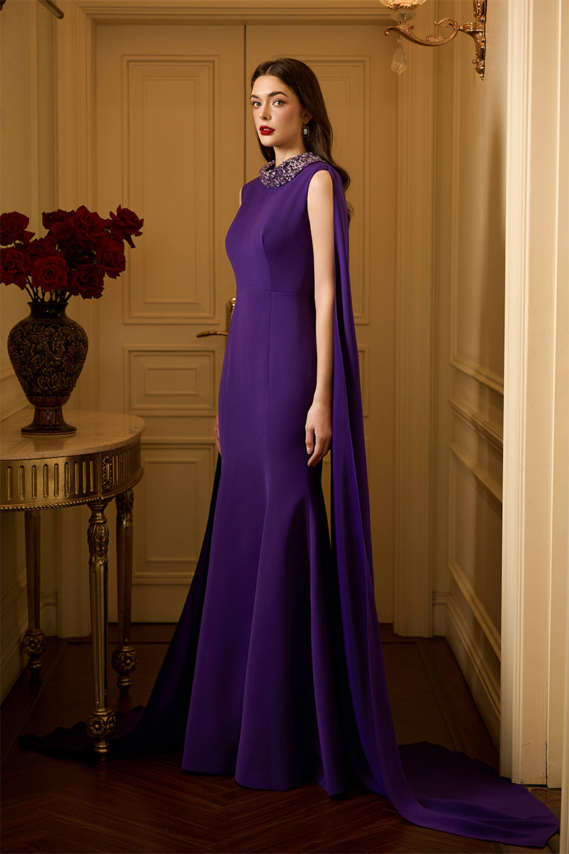 Sleeveless Mermaid Gown With Long Back Train