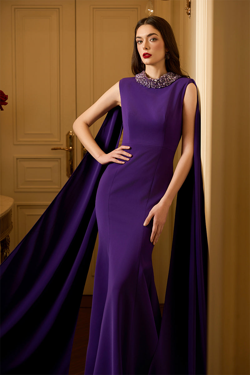Sleeveless Mermaid Gown With Long Back Train