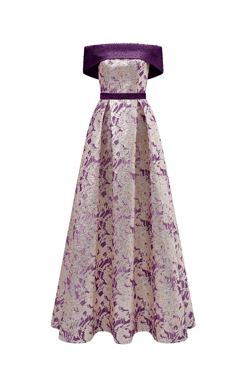 Bustier A-Line Gown In Purple | I.H.F ATELIER