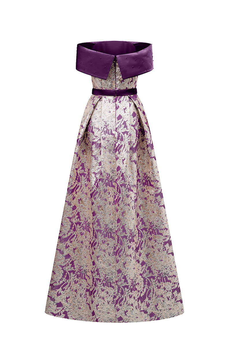 Bustier A-Line Gown In Purple | I.H.F ATELIER