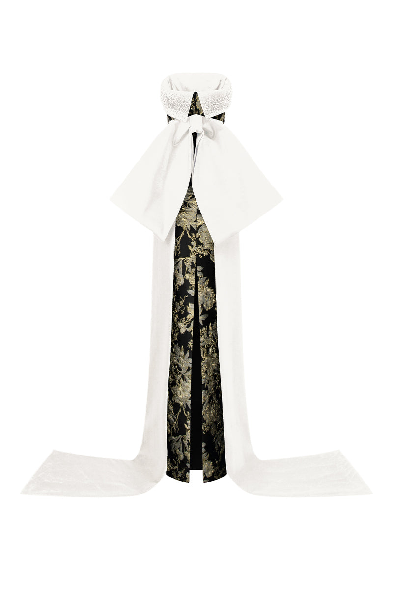 Bustier Column Gown With Back Bow | I.H.F ATELIER