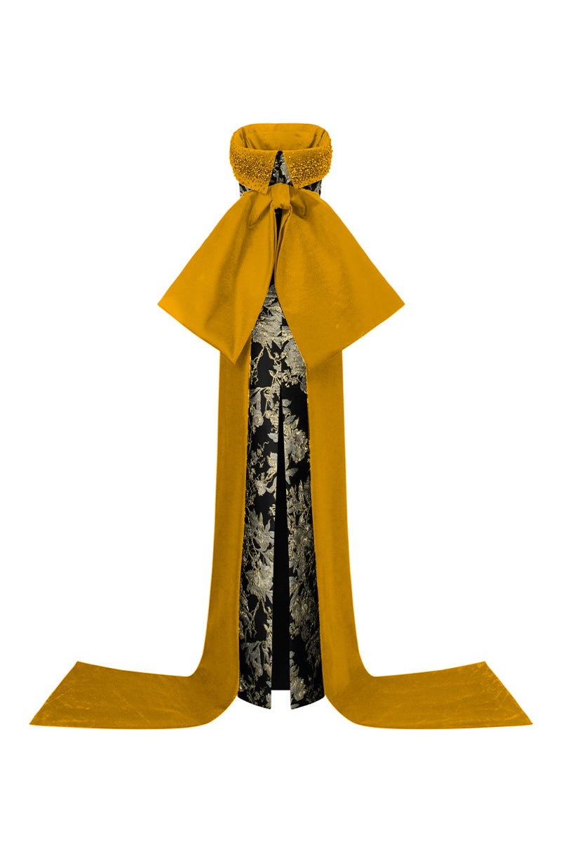 Bustier Column Gown With Back Bow | I.H.F ATELIER