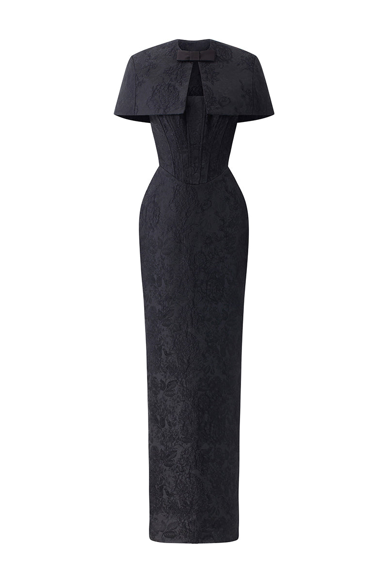 Bustier Gown With Mini Cape | I.H.F ATELIER