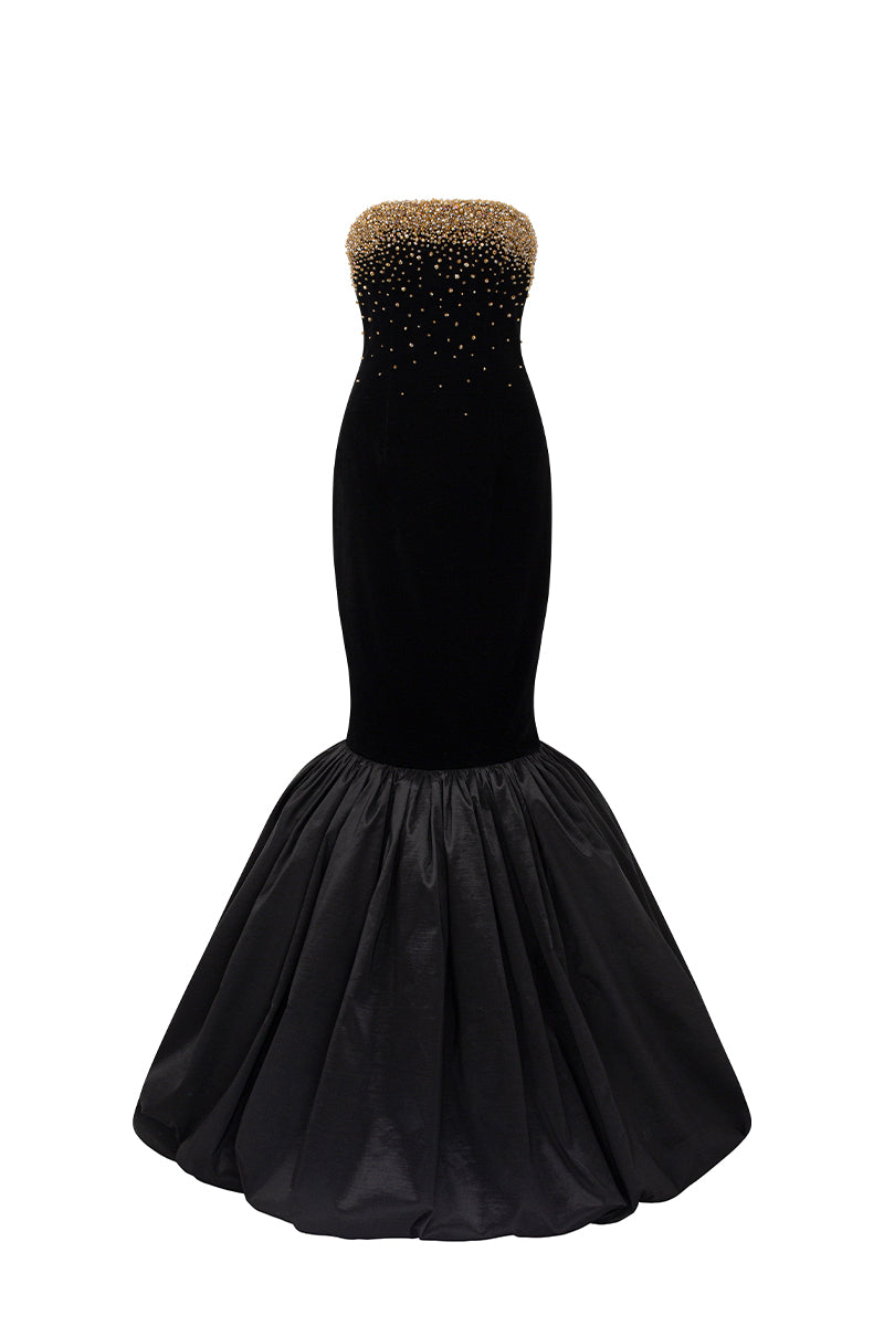 Bustier Gown With Ruffled Hem | I.H.F ATELIER