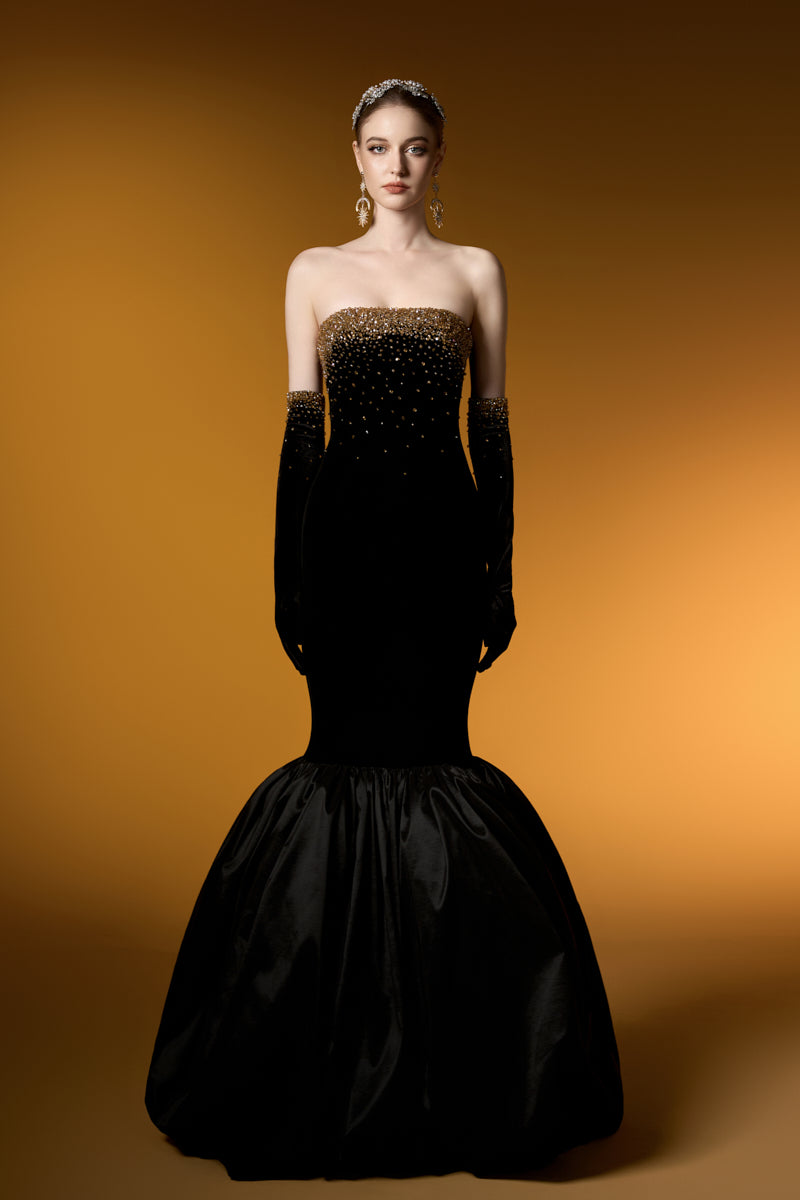 Bustier Gown With Ruffled Hem | I.H.F ATELIER