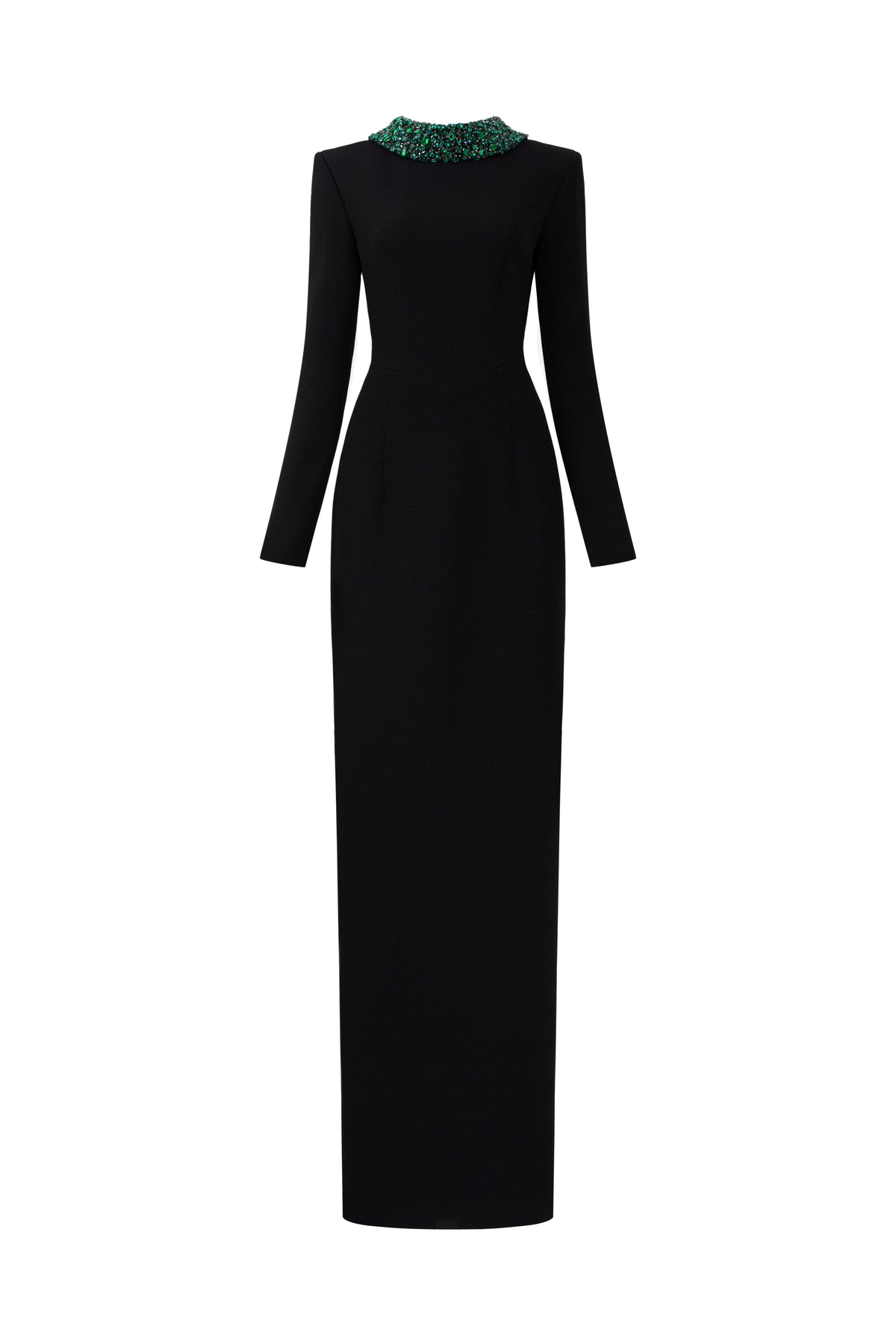 Long Sleeves Column Gown With De-constructed Collar | I.H.F ATELIER