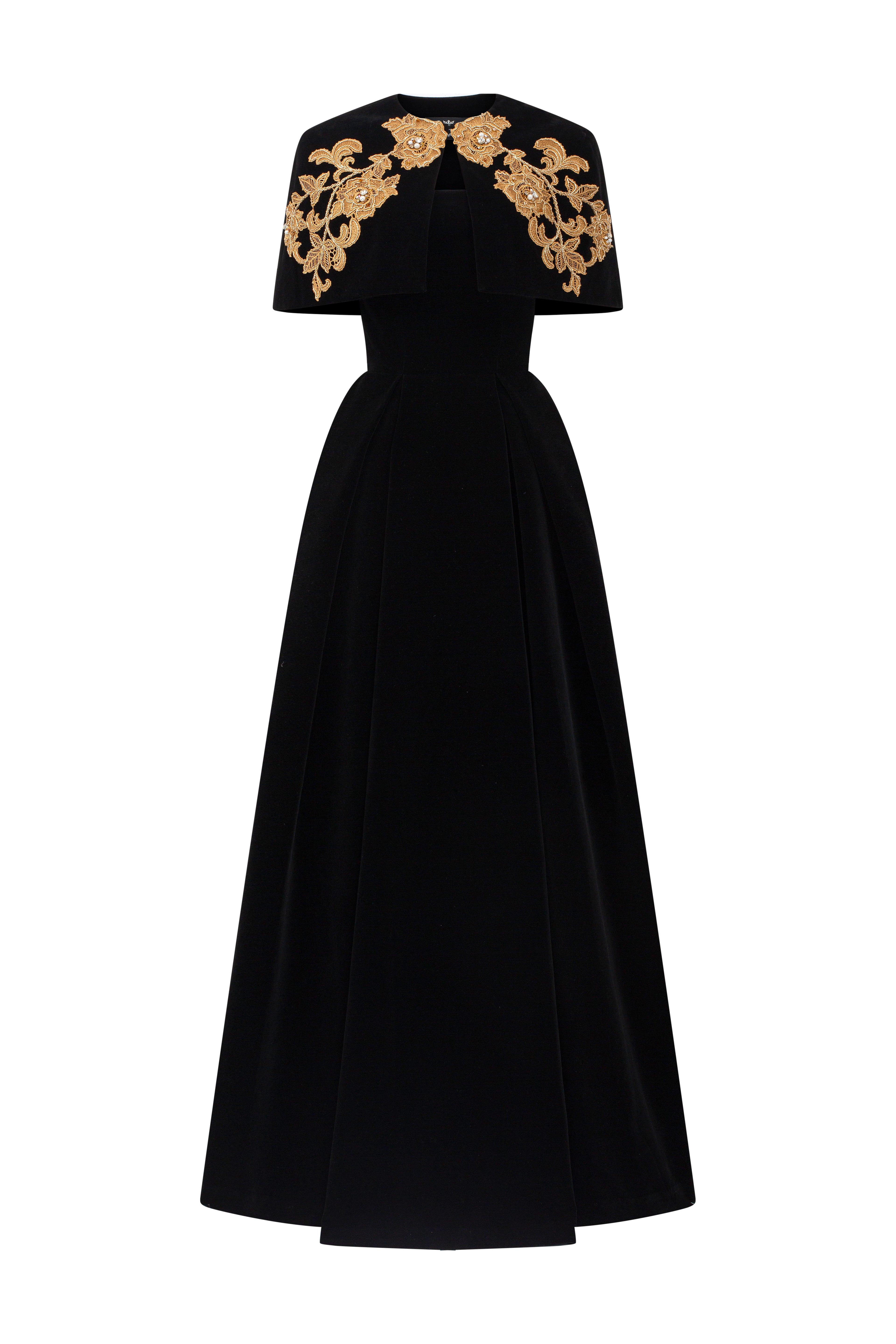 Sleeveless A-Line Gown With Mini Cape