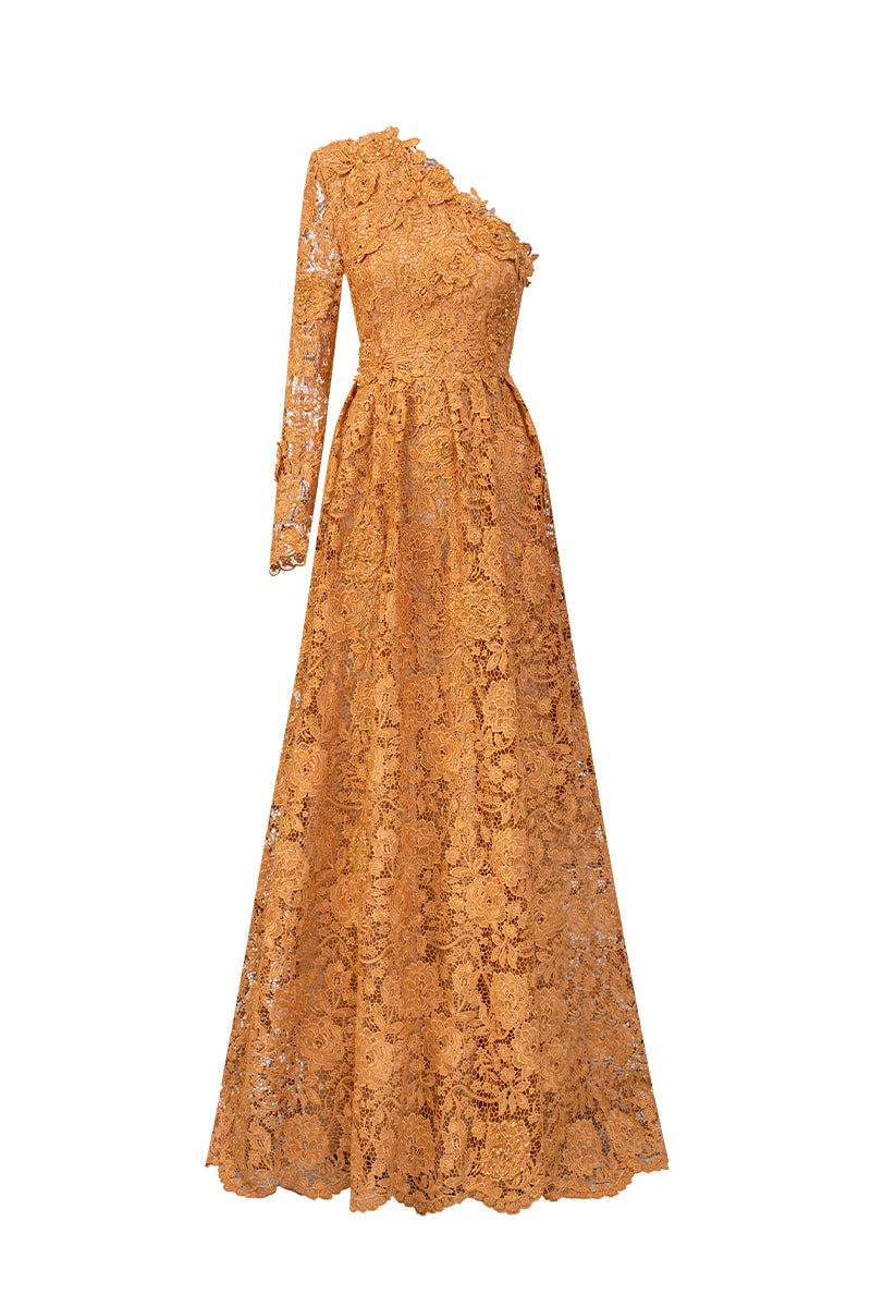 One Shoulder A-Line Dress In Bloom Rose Lace | I.H.F ATELIER