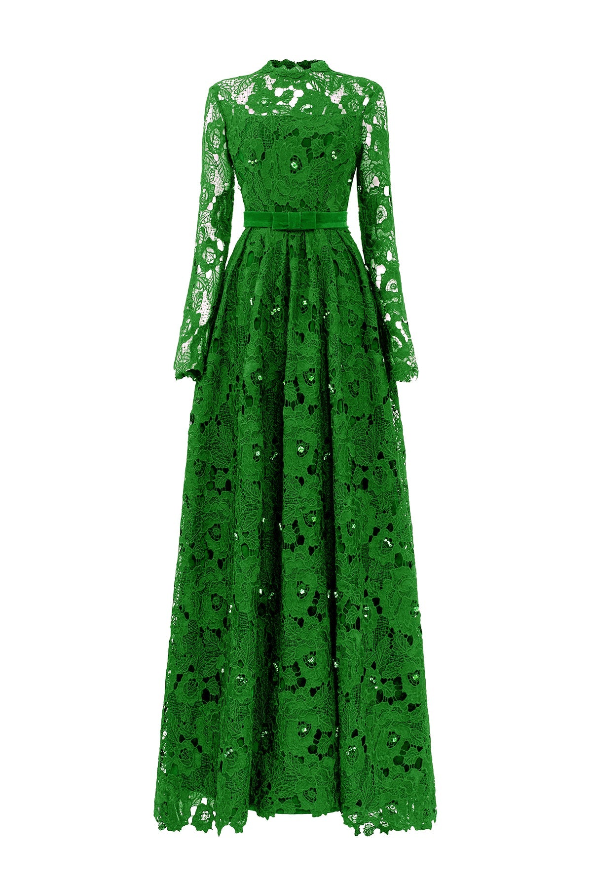 Pleated Lace and Velvet Gown | I.H.F ATELIER