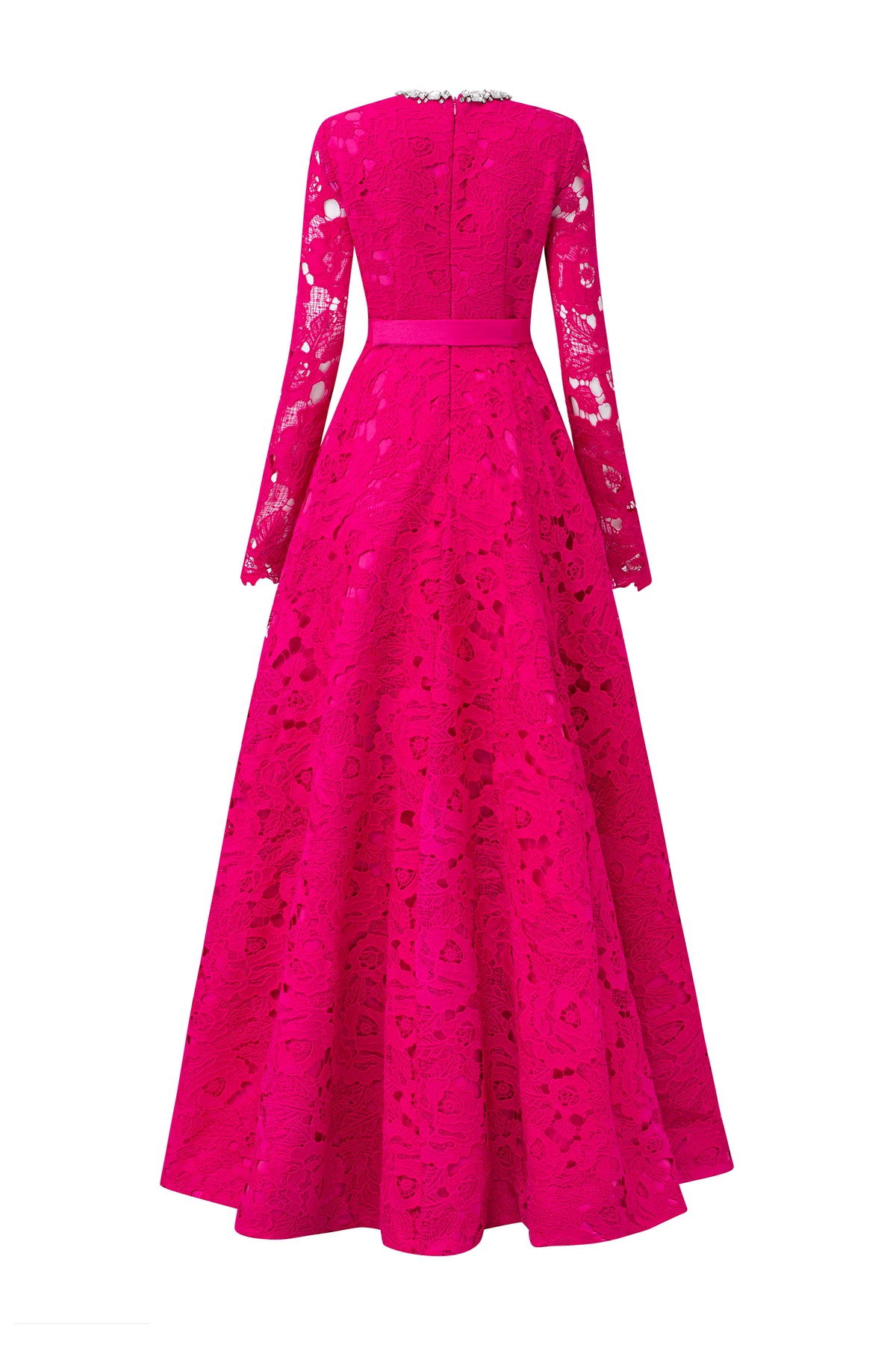 Round Neckline Semi-Circular Lace And Taffeta Gown | I.H.F ATELIER