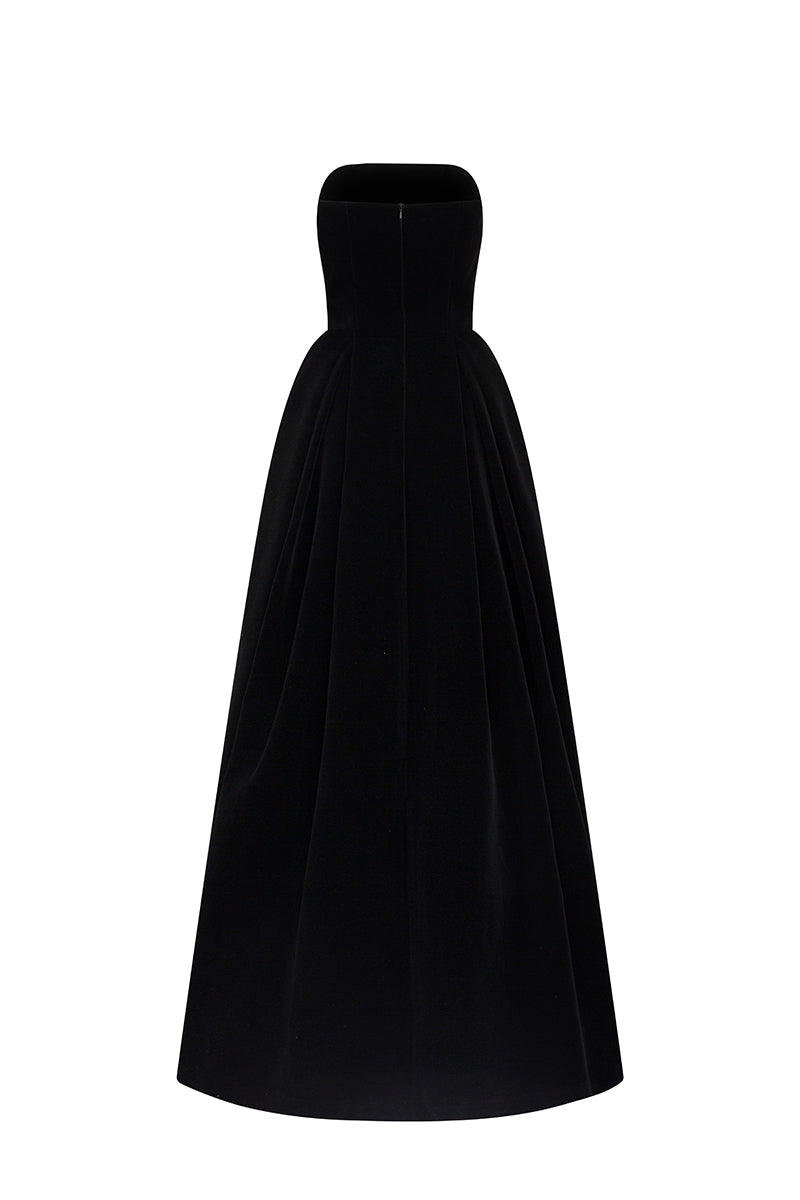 Sleeveless A-Line Gown With Mini Cape | I.H.F ATELIER