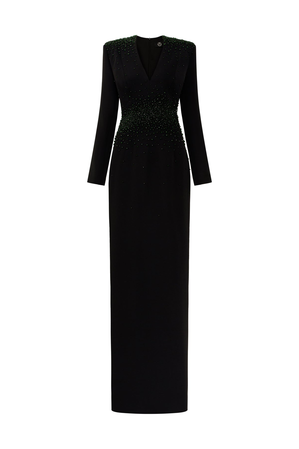V-Neck Column Gown With Long Sleeves | I.H.F ATELIER