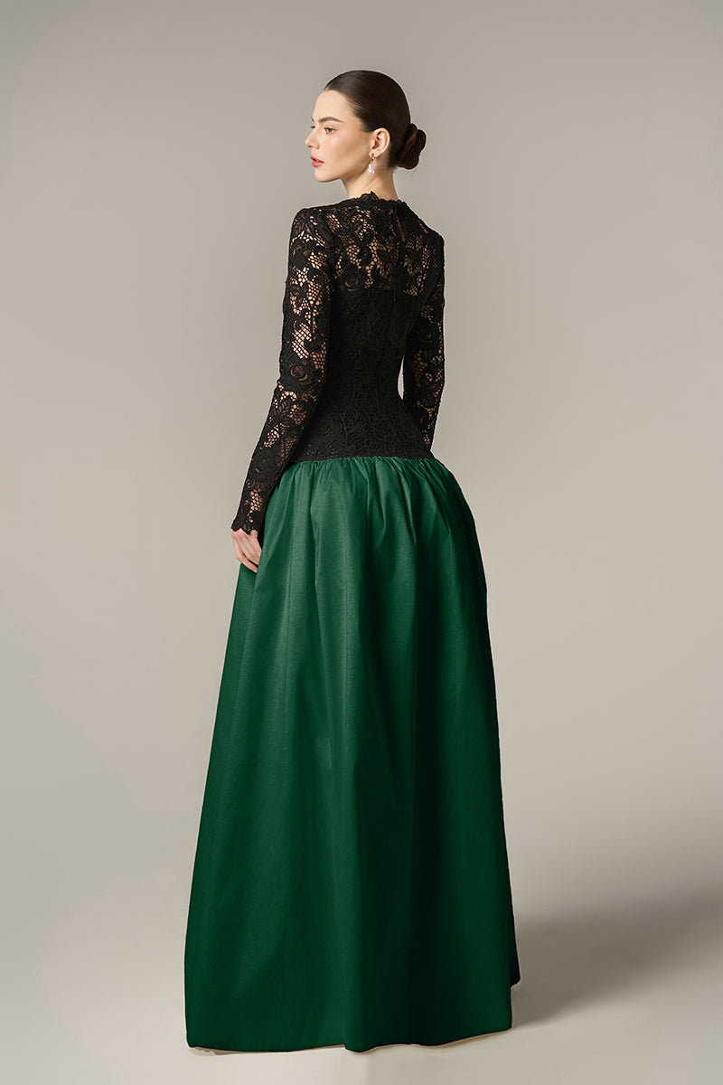 Long Sleeves Mermaid Gown With Pleated Hem