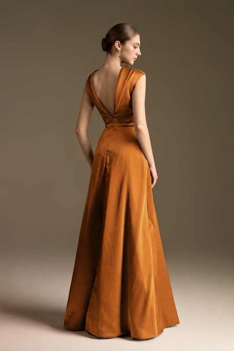 A-Line Dress With De-Constructed Collar In Agate Silk And Guipure Lace