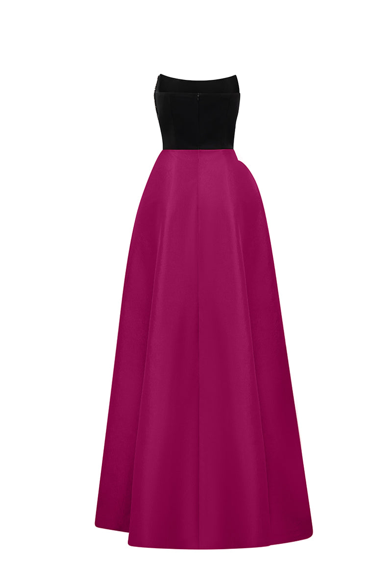 Strapless Burstier Ballgown With Asymmetric Draped Detail