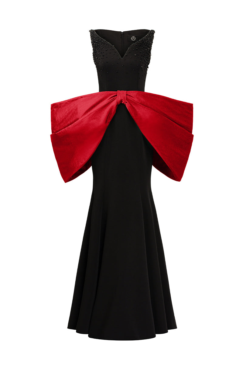 Sleeveless Mermaid Gown With Waist Bow