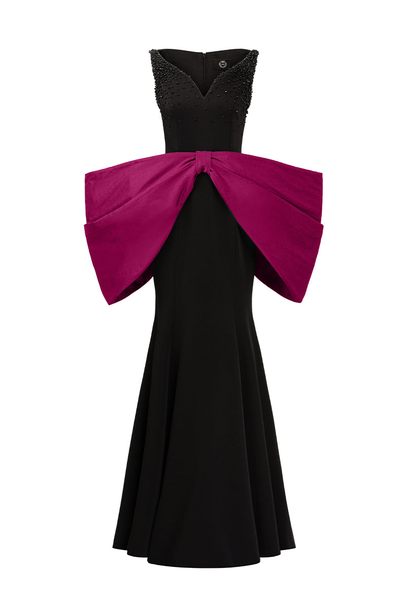 Sleeveless Mermaid Gown With Waist Bow