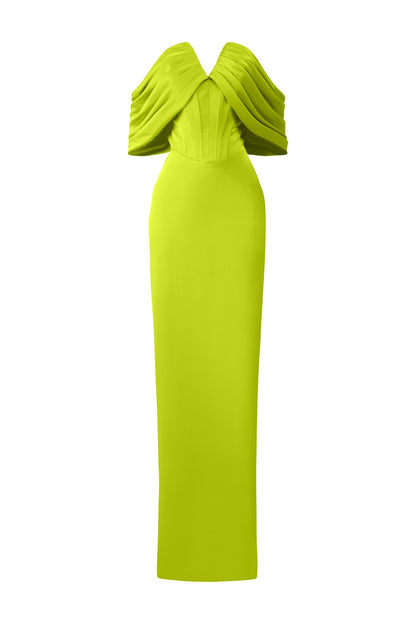 V-Cut Burstier Dress With Wrapped Shoulder