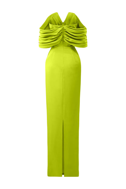 V-Cut Burstier Dress With Wrapped Shoulder