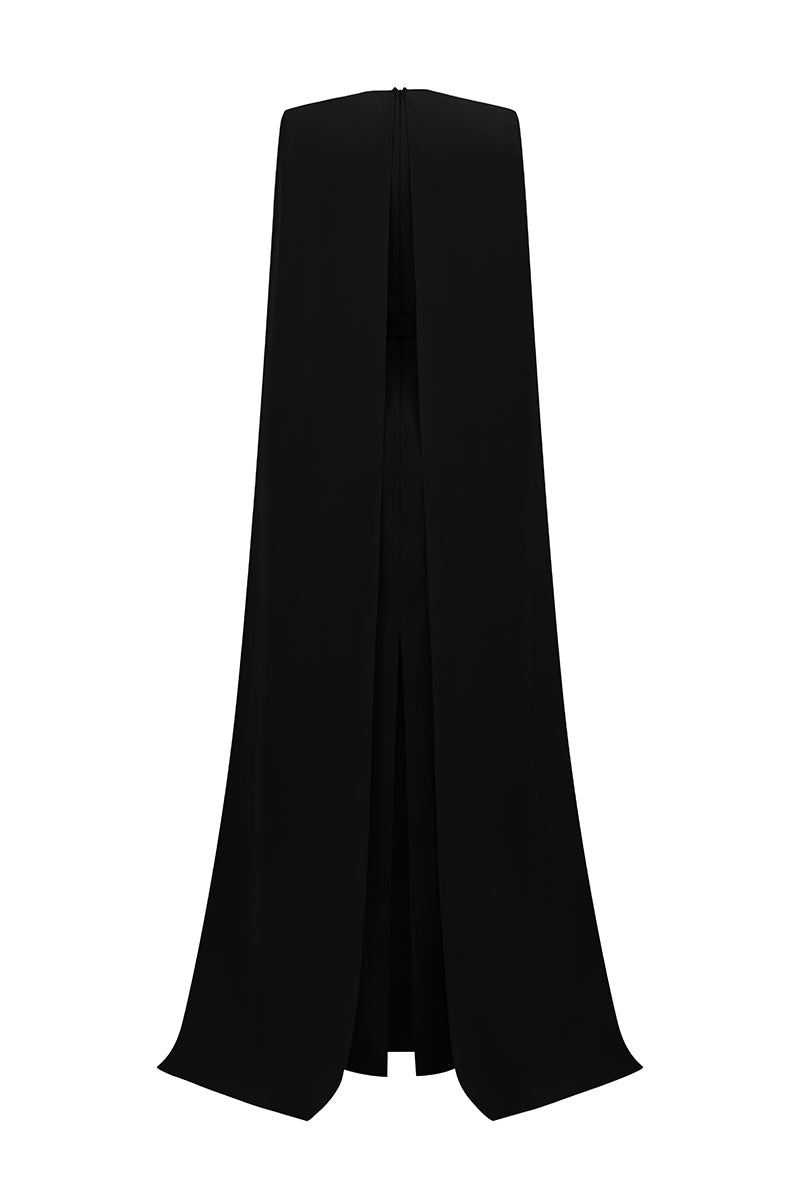 V-Neck Column Gown With Floor-Length Cape Sleeves In Light Purple