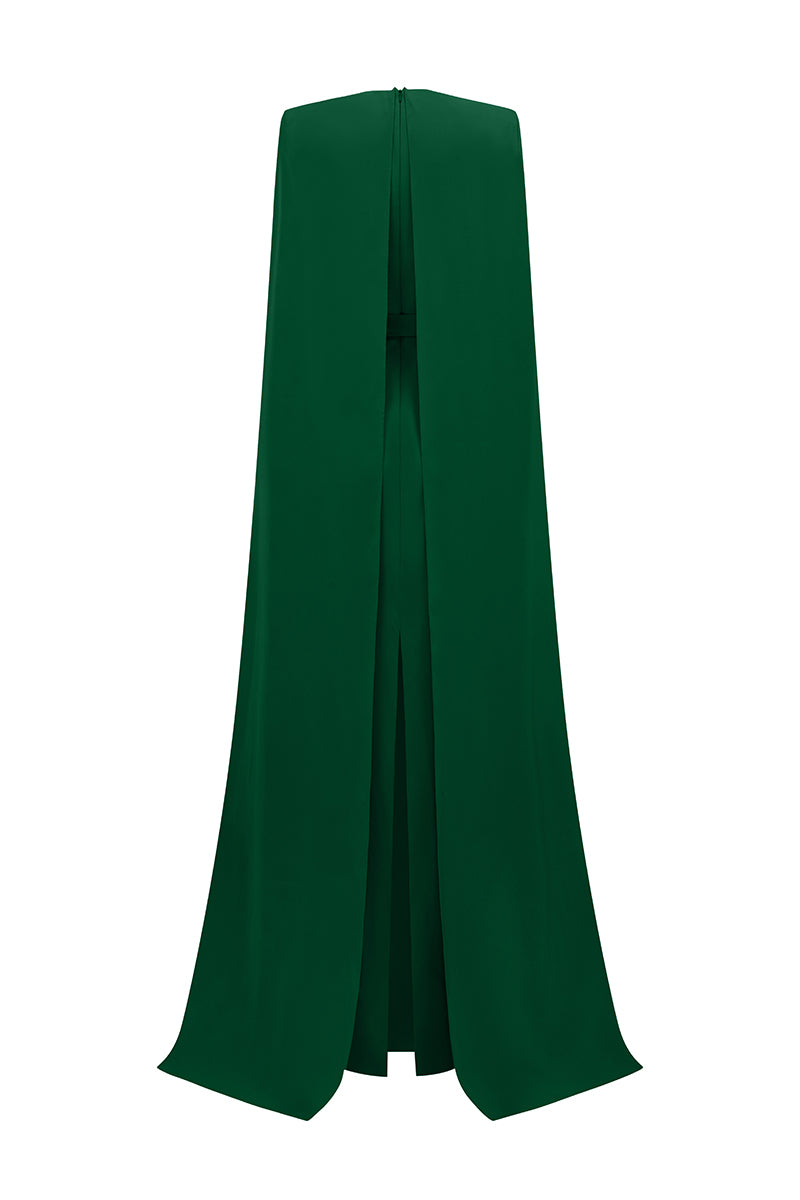 V-Neck Column Gown With Floor-Length Cape Sleeves In Light Purple
