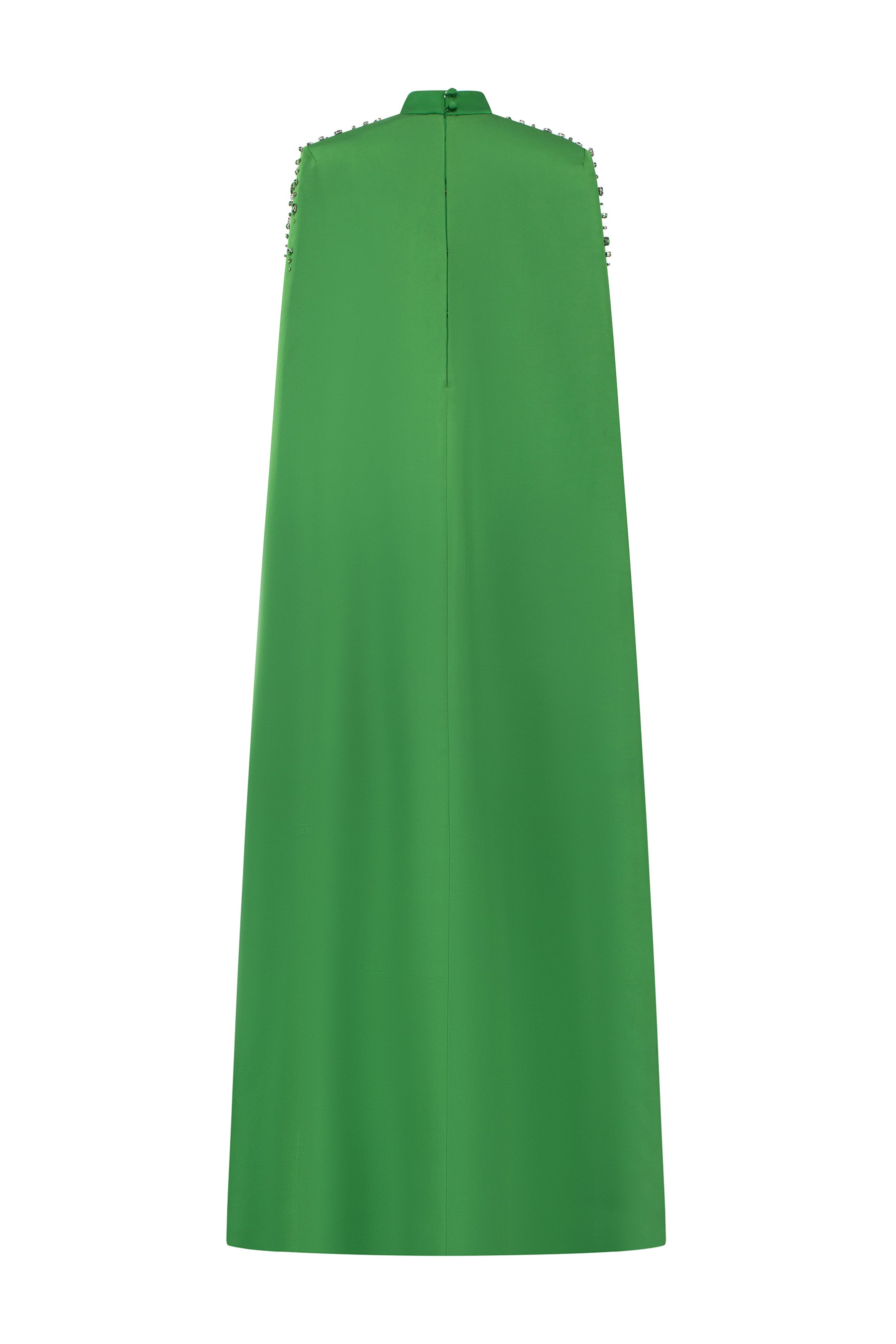 Long Pleated Trapeze Dress With Shoulder Cape – IHF Atelier