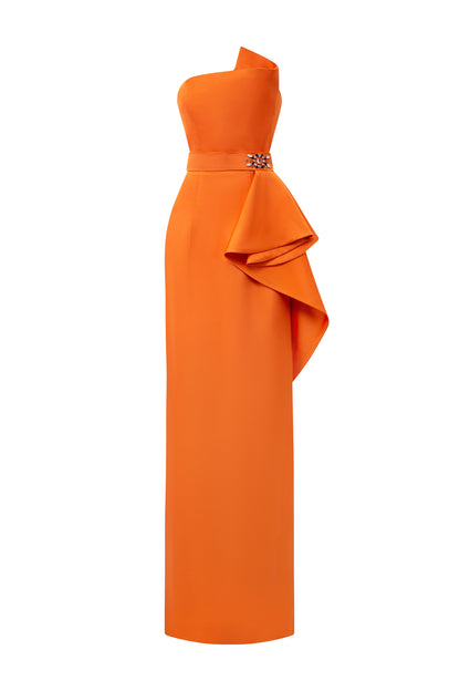 Dipped Dress With Waist Draped Detail