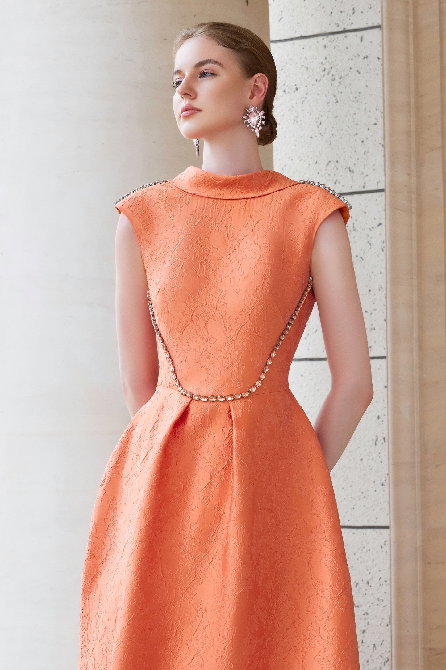 A-Line Dress With De-Constructed Collar