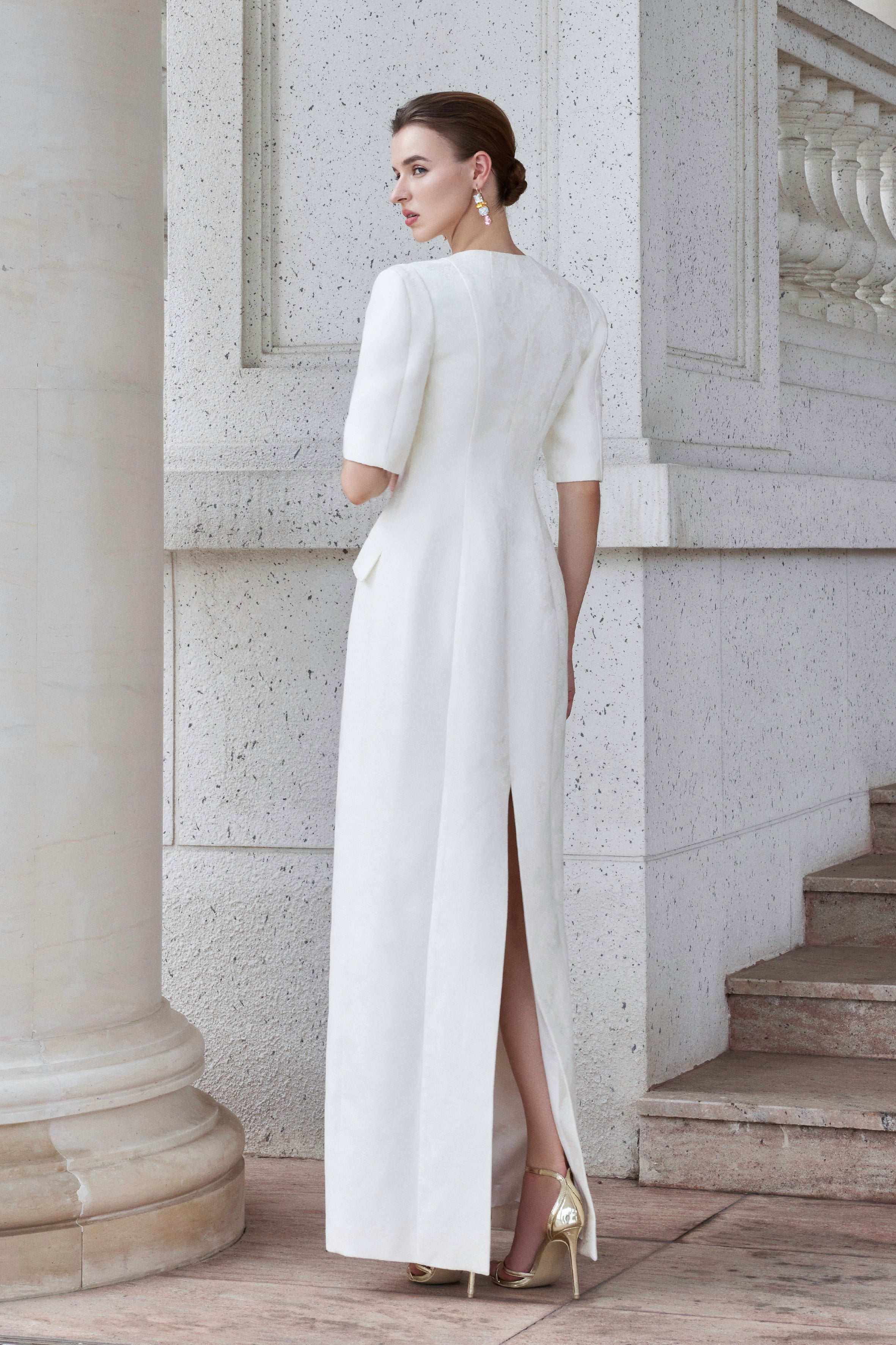 V-Neck Long Dress-Coat