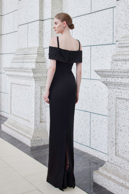 Halter Gown With Wrap Around Back Layer