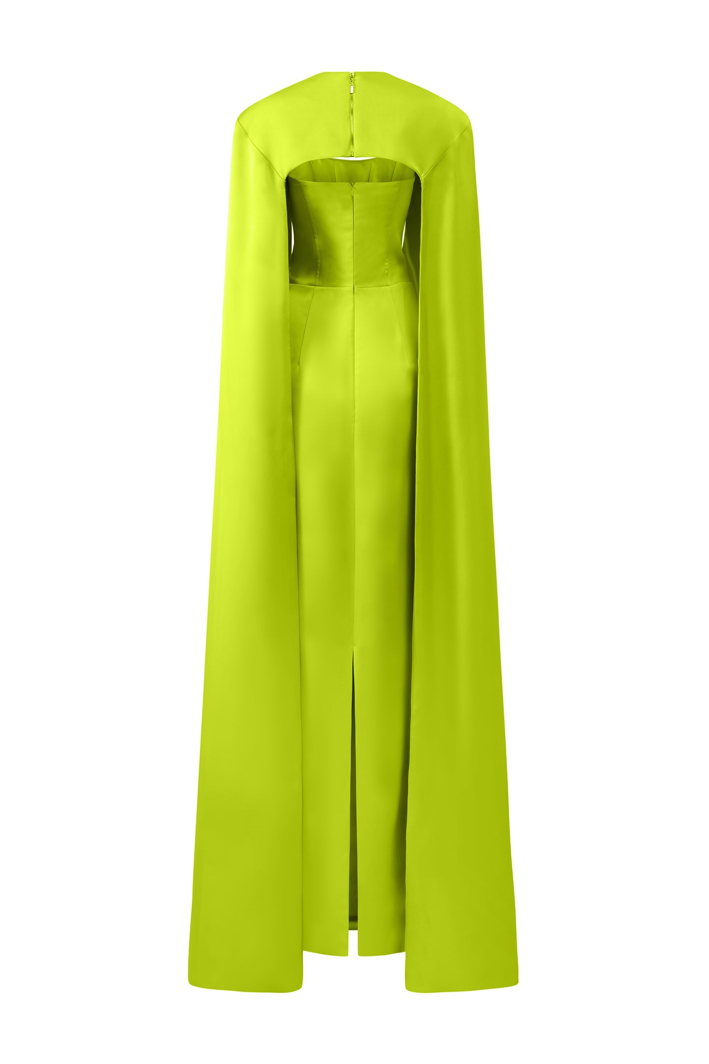 Silk Burstier Dress With Elongated Vault Cut Cape