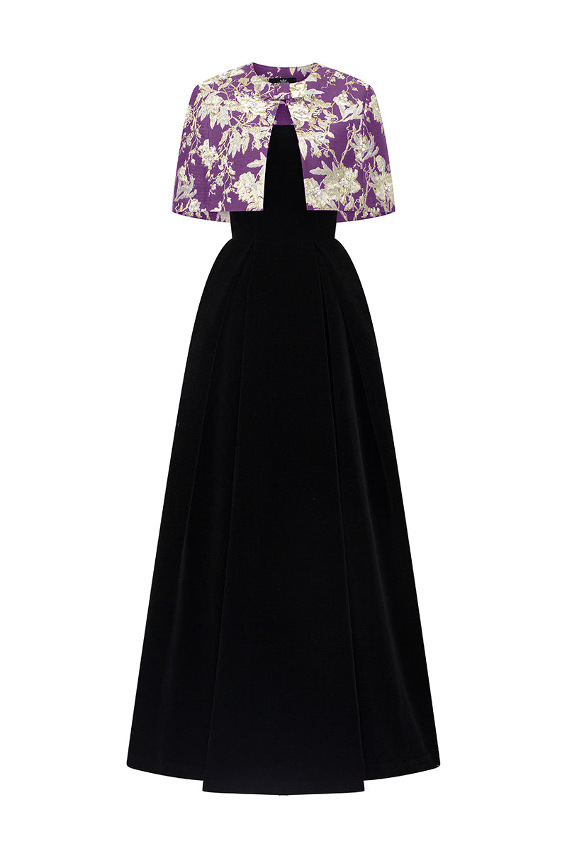 Burstier A-Line Gown With Mini Cape