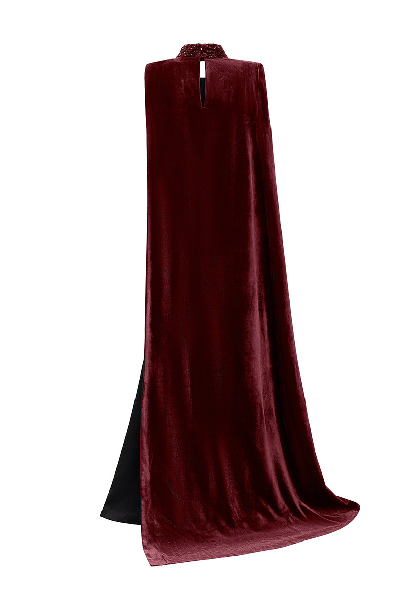 Burstier Mermaid Gown And Asymmetric Shoulder Long Cape