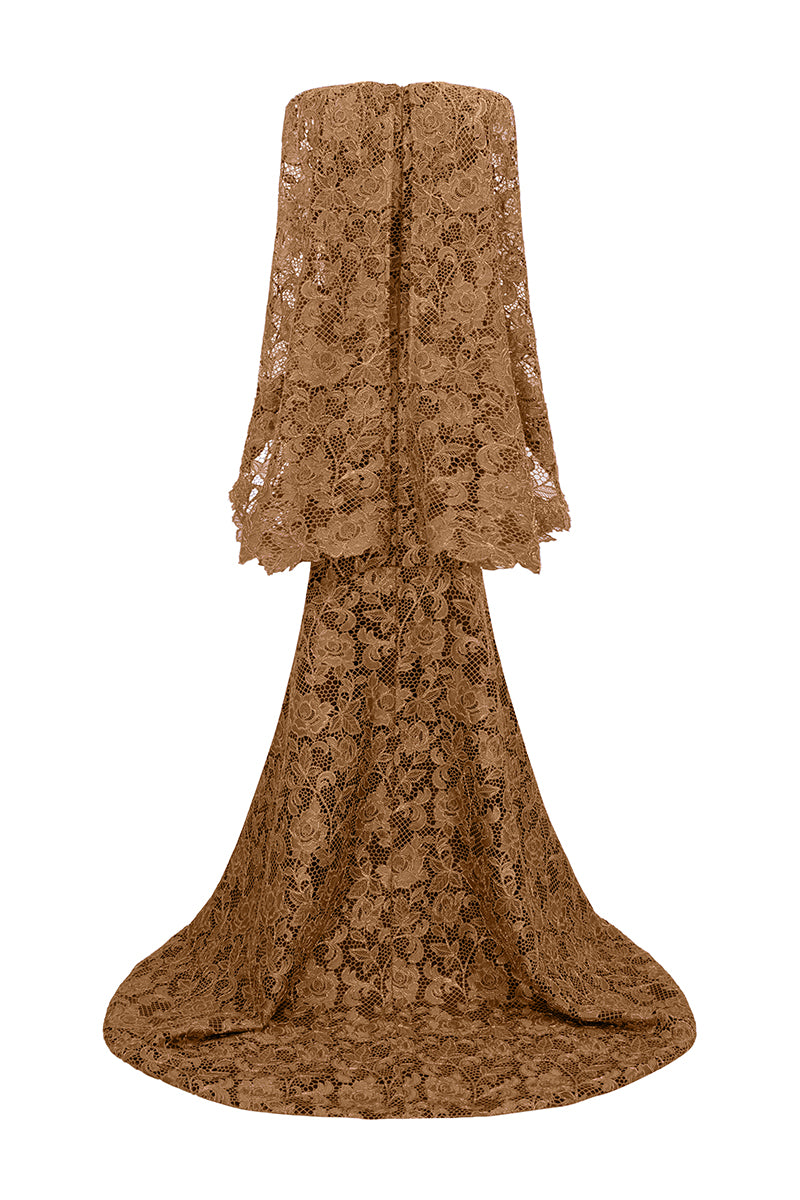 Mermaid Gown With Cape Sleeves