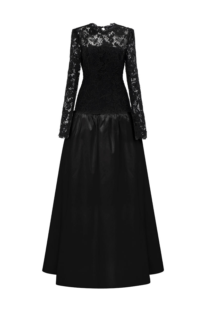 LONG SLEEVES BALL GOWN WITH BUBBLE HEM