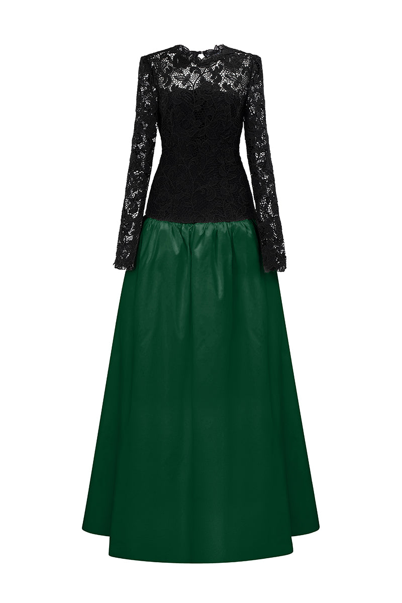 LONG SLEEVES BALL GOWN WITH BUBBLE HEM