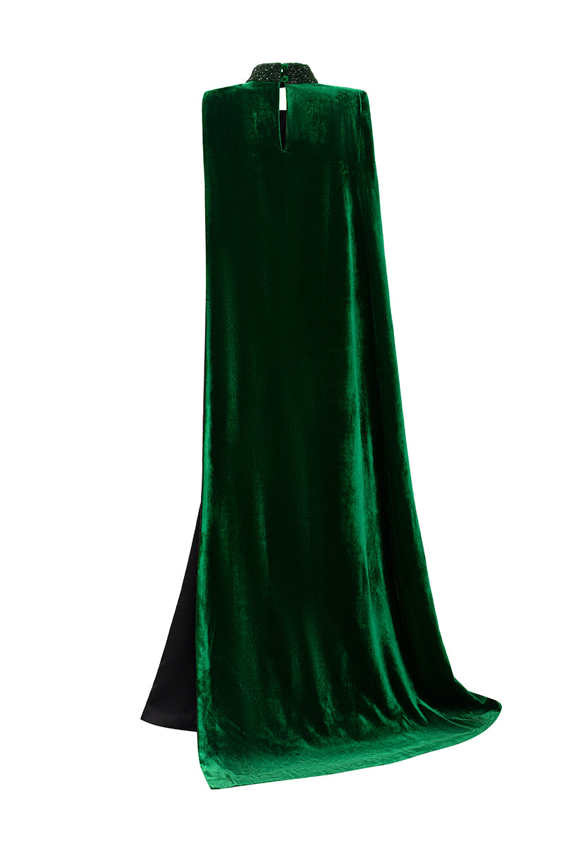 Burstier Mermaid Gown And Asymmetric Shoulder Long Cape